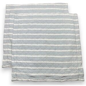 2 Pine Cone Hill Euro Shams Blue Ivory Striped Quilted
